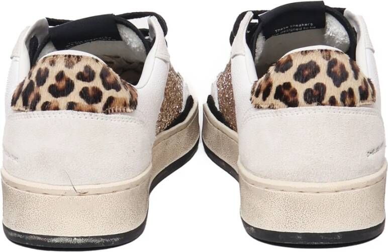 Crime London Dierenprint Leren Sneakers Wit Beige White Dames