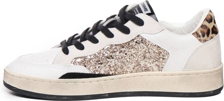 Crime London Dierenprint Leren Sneakers Wit Beige White Dames