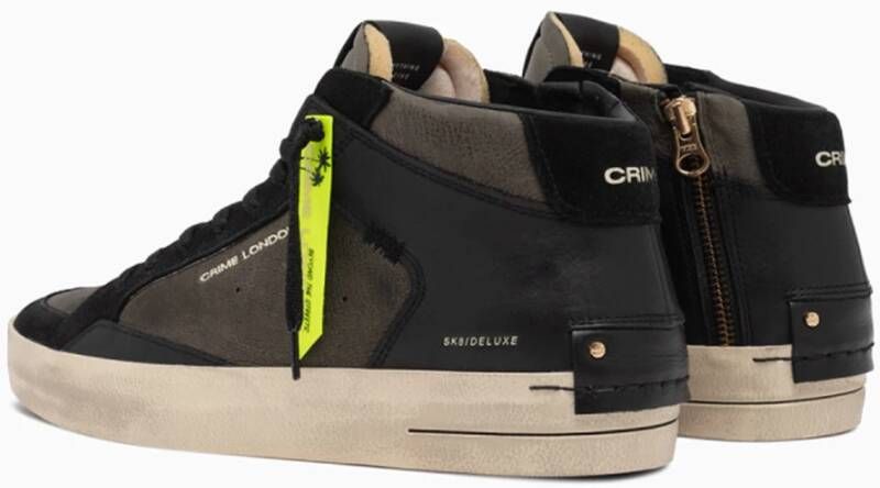 Crime London Groene leren sneakers met zwarte details Green Heren