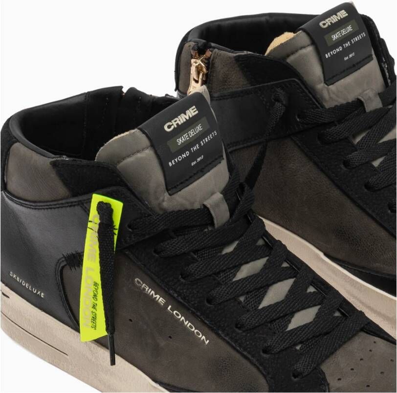 Crime London Groene leren sneakers met zwarte details Green Heren