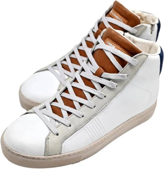 Crime London Hoge Top Essentiële Sneakers in Wit Bruin Blauw White Heren