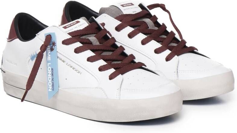 Crime London Klassieke Bandzool Sneakers Wit Bourgondië White Heren