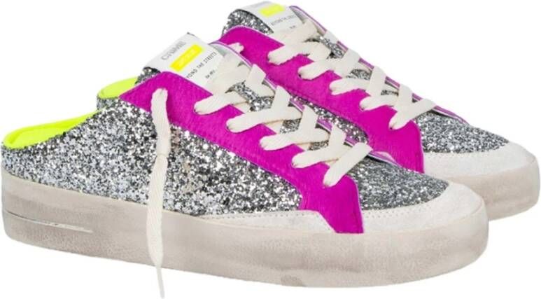 Crime London Sk8 Deluxe Glitterate Zilveren Sneakers Multicolor Dames