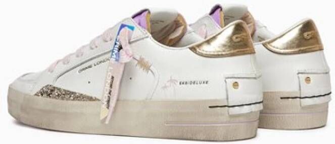 Crime London SK8 Deluxe Sneaker Wit Goud Glitter White Dames