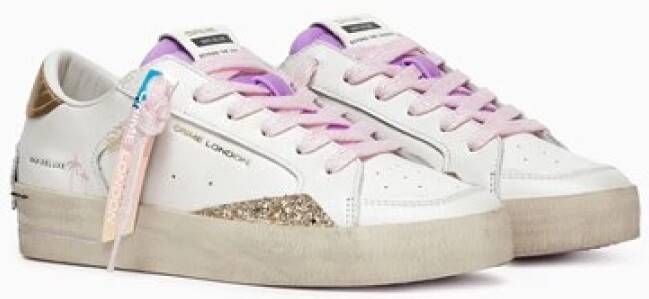 Crime London SK8 Deluxe Sneaker Wit Goud Glitter White Dames