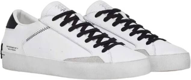 Crime London Witte Leren Sneakers met Zwarte Suède Accenten Wit Heren