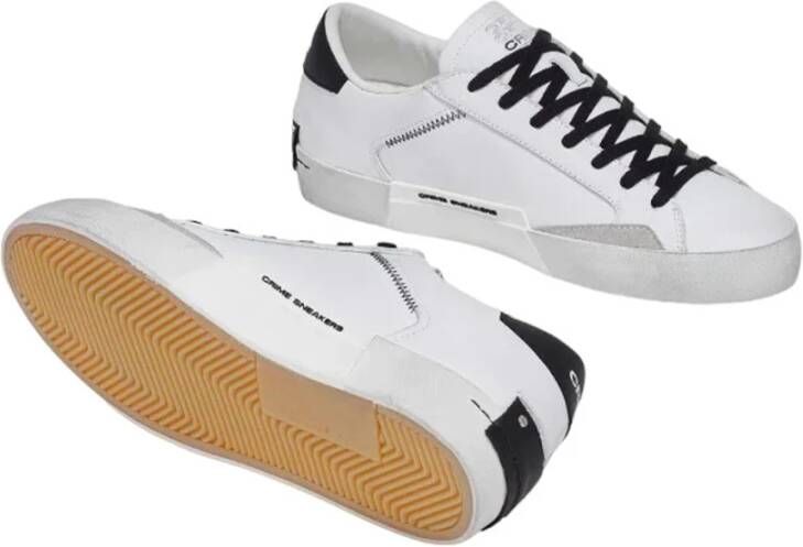 Crime London Witte Leren Sneakers met Zwarte Suède Accenten Wit Heren