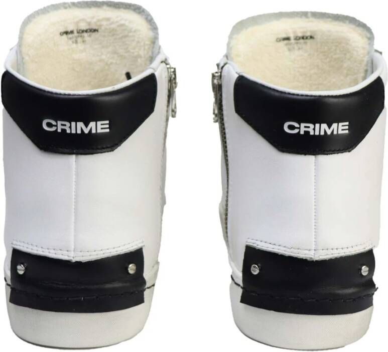 Crime London Witte Leren Hoge Sneakers met Zwarte Rand Wit Heren