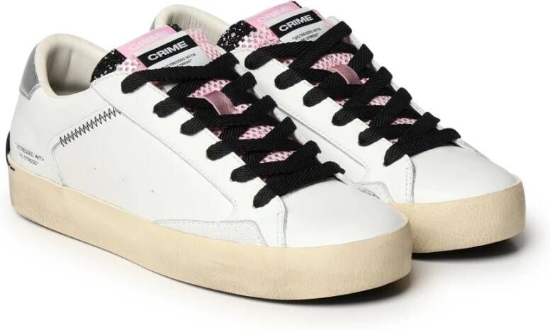 Crime London Wit Roze Glitter Sneakers White Dames