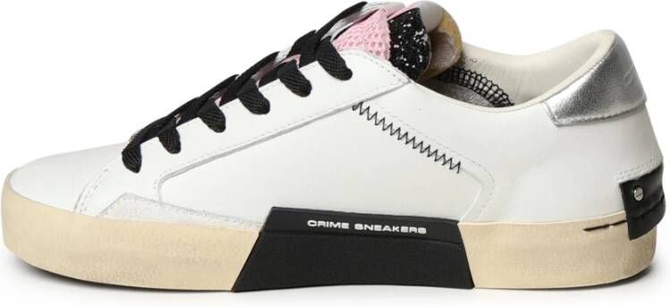 Crime London Wit Roze Glitter Sneakers White Dames