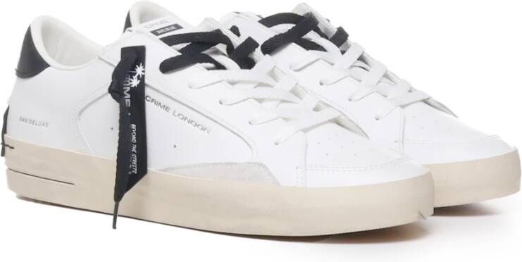 Crime London Witte Distressed Leren Sneakers White Heren