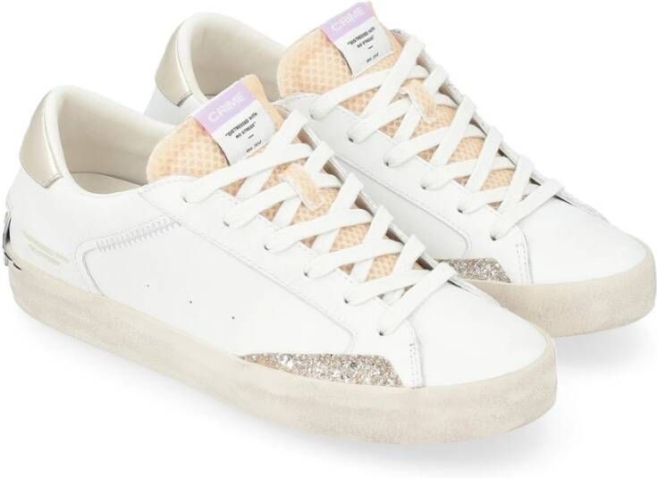 Crime London Witte Distressed Sneakers White Dames