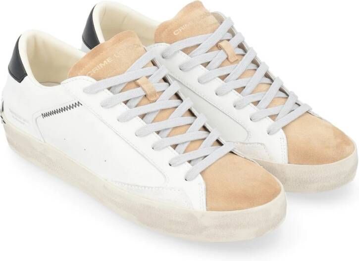 Crime London Witte Distressed Sneakers White Heren