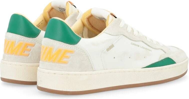 Crime London Witte en groene leren sneakers Chelsea Electric Blue White Heren