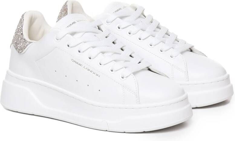 Crime London Witte Glitter Stud Leren Sneakers White Dames