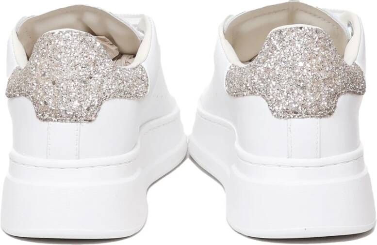 Crime London Witte Glitter Stud Leren Sneakers White Dames