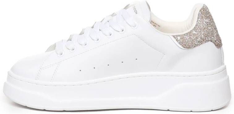 Crime London Witte Glitter Stud Leren Sneakers White Dames