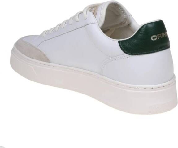 Crime London Witte Groene Leren Sneakers Suède Details White Heren