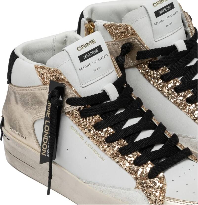 Crime London Witte leren hoge sneaker White Dames