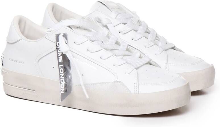 Crime London Witte Leren Sneakers met Bandzool White Dames