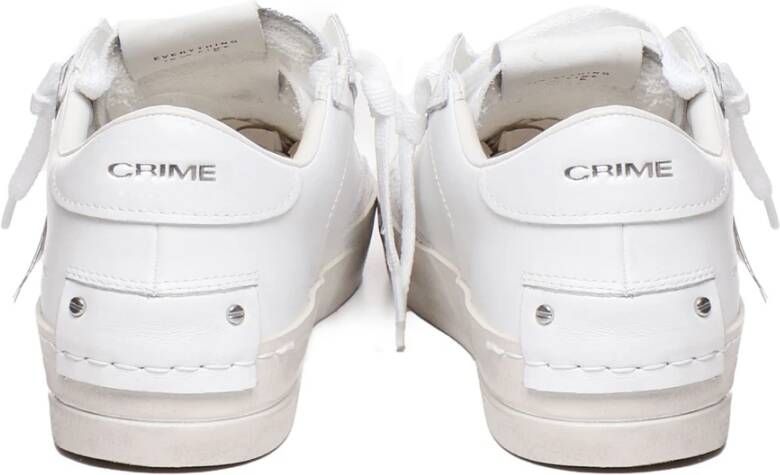 Crime London Witte Leren Sneakers met Bandzool White Dames