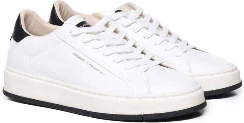 Crime London Witte Leren Sneakers met Bandzool White Heren