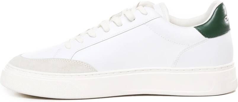 Crime London Witte Leren Sneakers met Groene Hiel White Heren