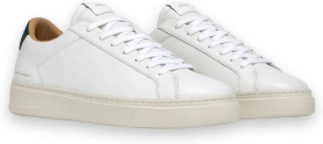 Crime London Witte Leren Sneakers met Groene Hiel White Heren