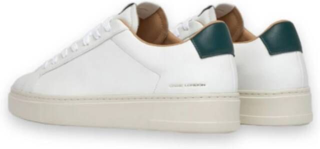 Crime London Witte Leren Sneakers met Groene Hiel White Heren