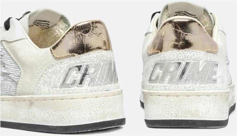 Crime London Witte leren sneakers met pailletten White Dames