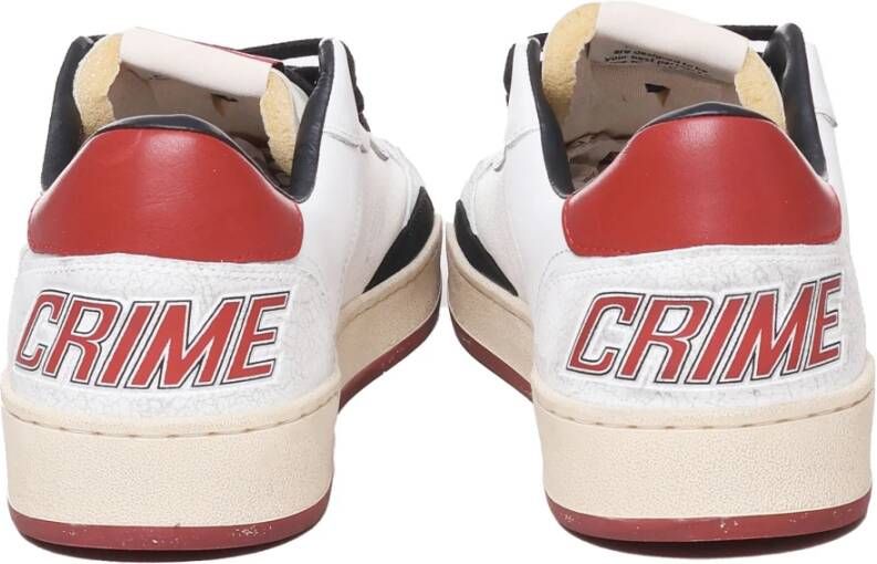 Crime London Witte Leren Sneakers met Rode Stud White Heren