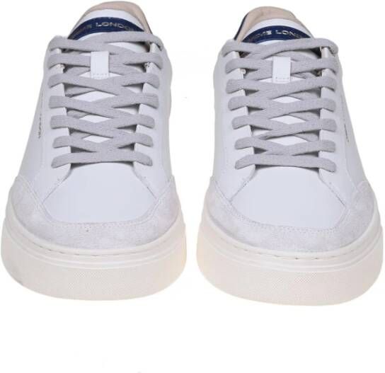 Crime London Witte Leren Sneakers met Suède Details White Heren