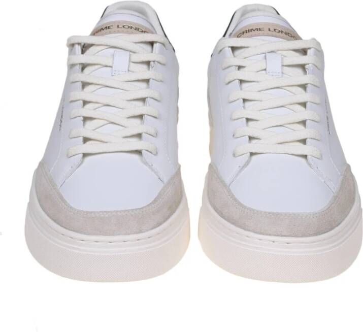 Crime London Witte Leren Sneakers met Suède Details White Heren