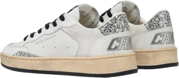 Crime London Witte Sneaker met Zilveren Glitterdetails White Dames