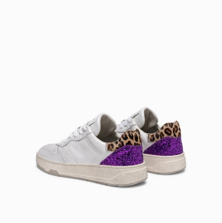 Crime London Witte Sneakers met Animalier Hiel White Dames