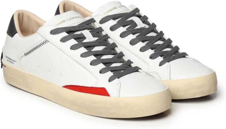 Crime London Witte Sneakers met Rode Details White Heren