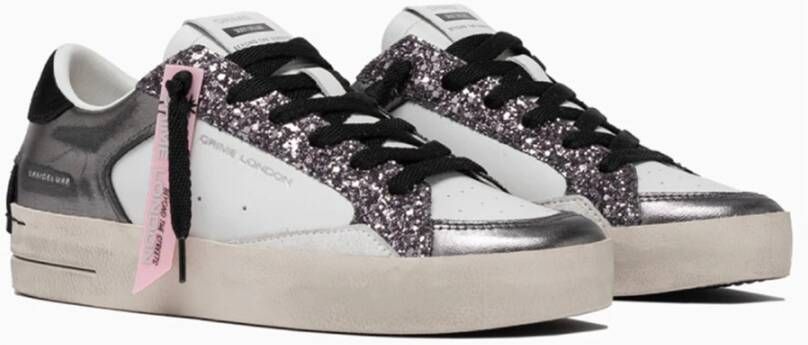 Crime London Zilveren Glitter Sneakers Stijlvol Italiaans Vakmanschap Gray Dames