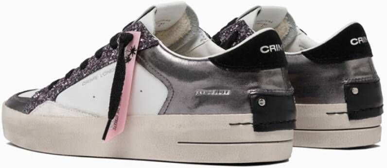 Crime London Zilveren Glitter Sneakers Stijlvol Italiaans Vakmanschap Gray Dames