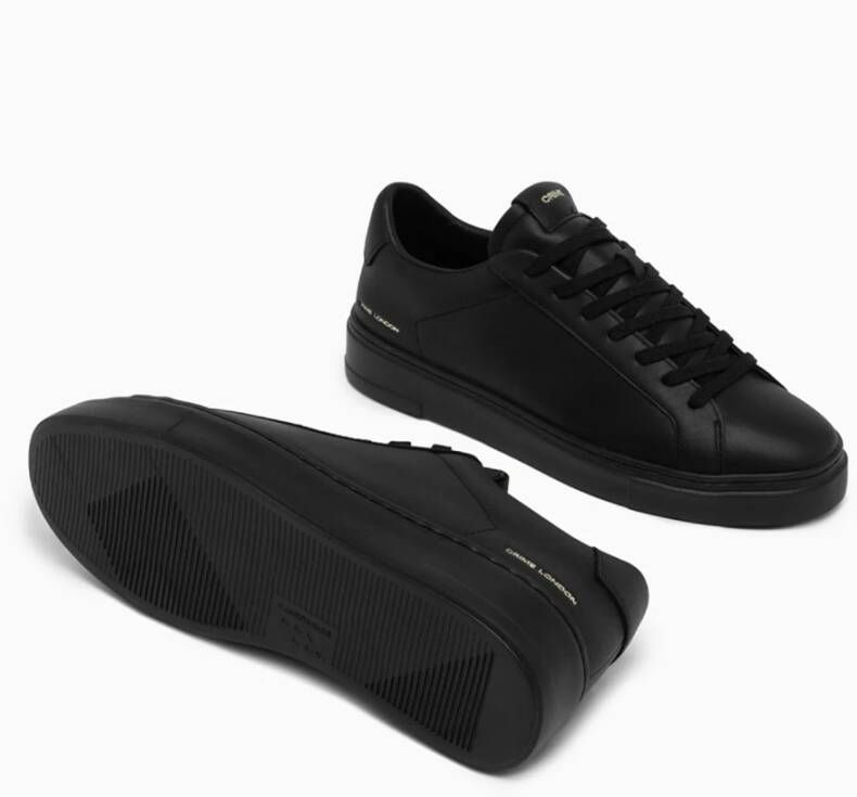 Crime London Zwarte Leren Sneakers Hoge Kwaliteit Black Heren