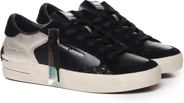 Crime London Zwarte Leren Sneakers met Bandzool Black Dames