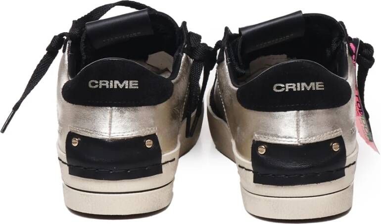 Crime London Zwarte Leren Sneakers met Bandzool Black Dames