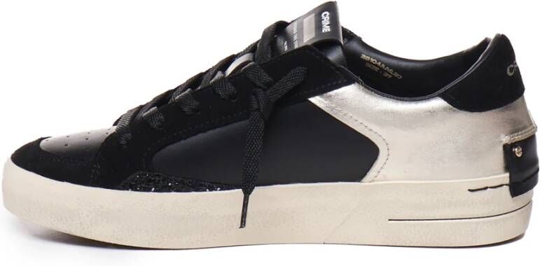 Crime London Zwarte Leren Sneakers met Bandzool Black Dames