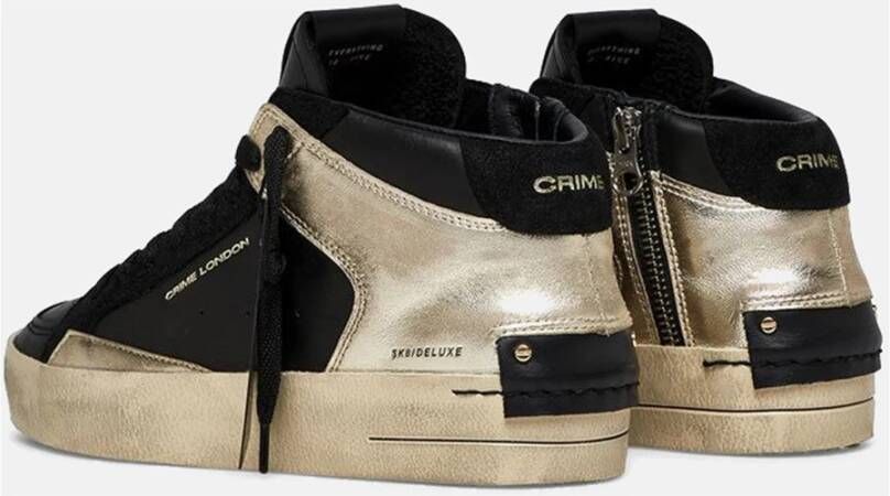 Crime London Zwarte leren sneakers met platinadetails Black Dames