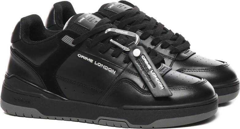 Crime London Zwarte Leren Sneakers met Rubberen Zool Black Heren