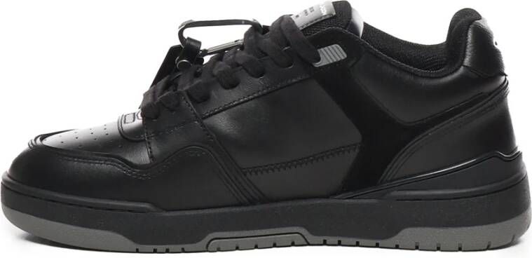 Crime London Zwarte Leren Sneakers met Rubberen Zool Black Heren