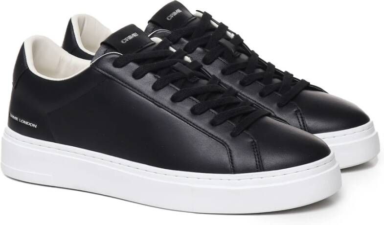 Crime London Zwarte Leren Sneakers met Witte Zool Black Heren