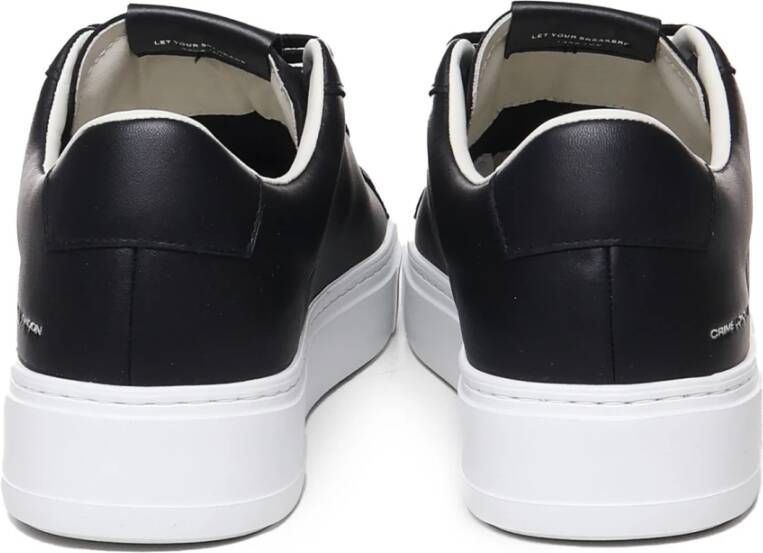 Crime London Zwarte Leren Sneakers met Witte Zool Black Heren