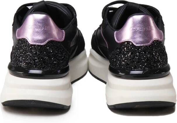 Crime London Zwarte Sneakers met Suède en Glitter Black Dames