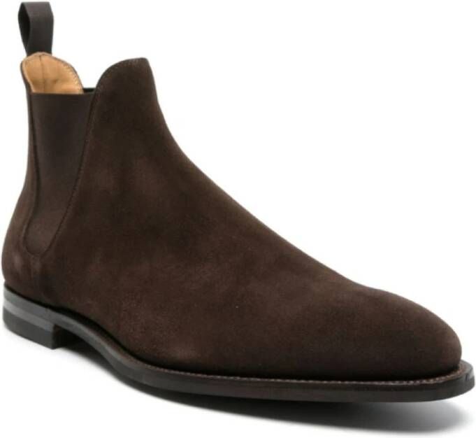 Crockett & Jones Suède Enkellaarzen Bruin Elastische Inzetstukken Brown Heren