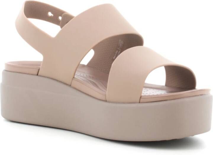 Crocs Lage Sleehak Sandalen voor Vrouwen Beige Dames